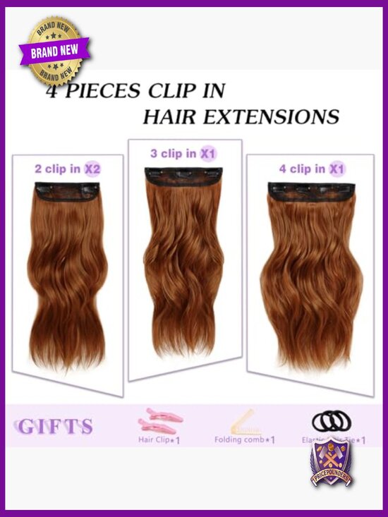 4PCS Clip In Hair Extensions Long Wavy Curly Thick Hairpieces Full Head 20 Inch main image 5